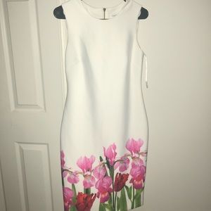 White Flower Calvin Klein Dress